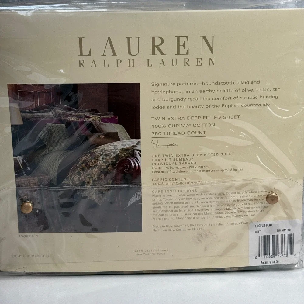 NEW Ralph Lauren Edgefield Floral Twin Sheet Set Supima Cotton 350TC Extra Deep - Picture 2 of 7
